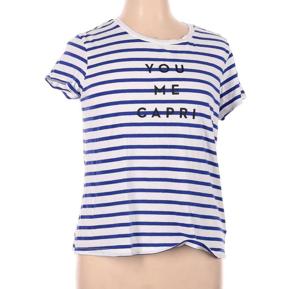 Milly x Design Nation you me Capri striped t-shirt size XL L blue white